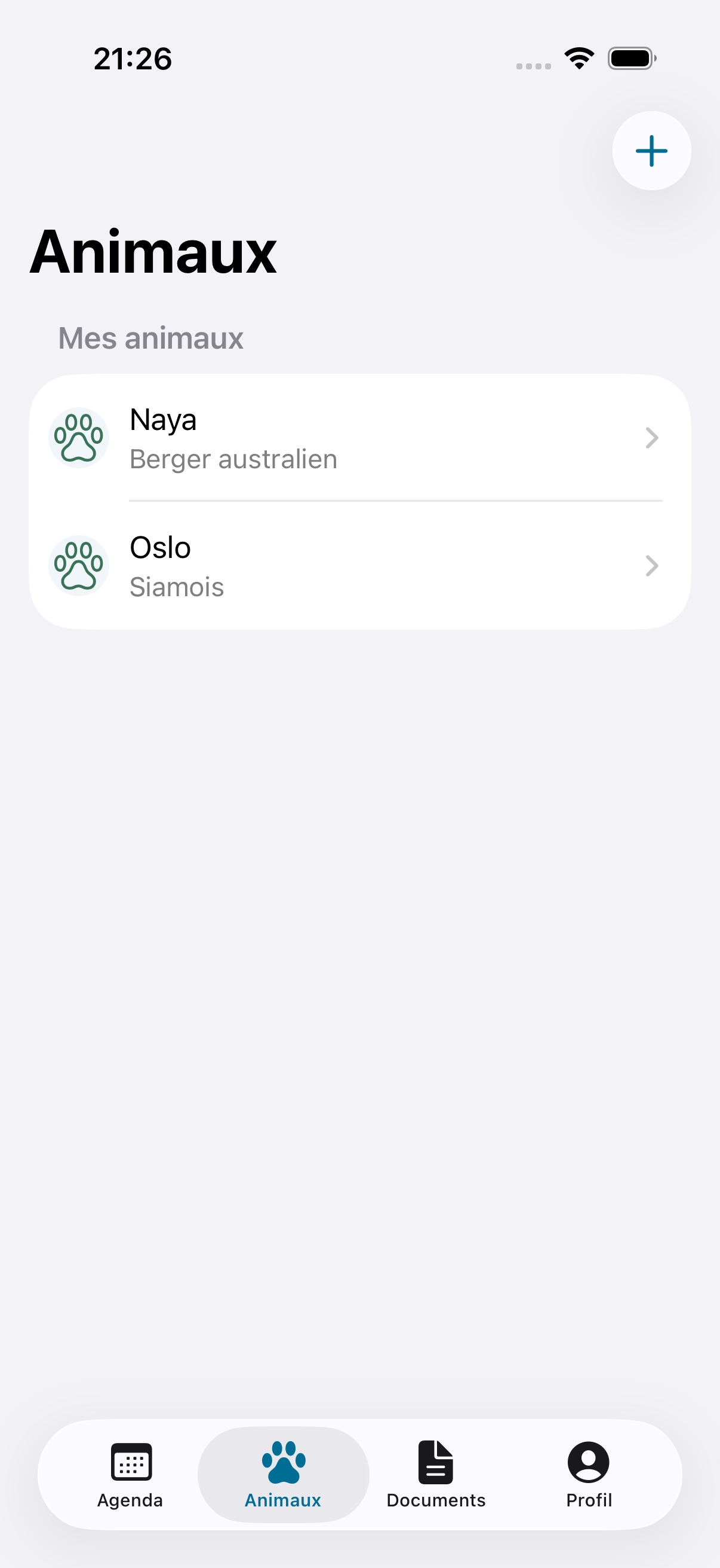 ANISENS pet list with Naya and Oslo